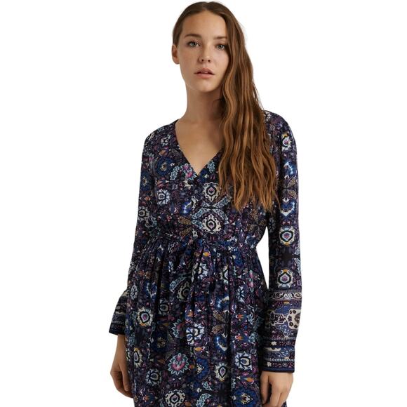 Lucky Brand Florence Border Print Dress Navy Blue Size XS NWT - Picture 6 of 12